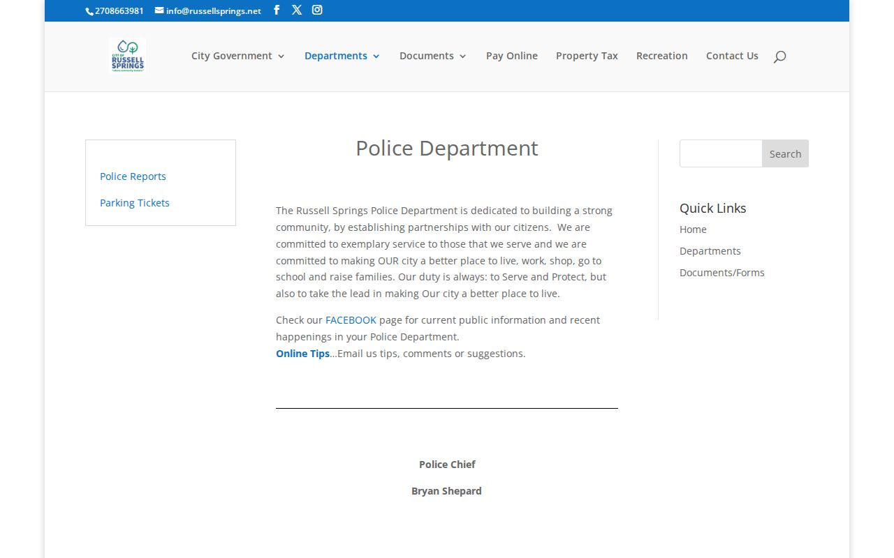 Russell Springs Police Department official arrest records source